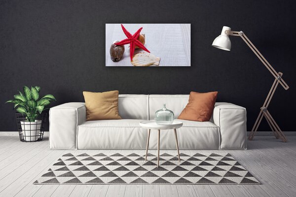 Tablou pe panza canvas Starfish Shell Art Roșu Bej Maro Gri