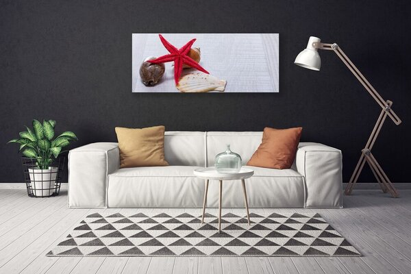 Tablou pe panza canvas Starfish Shell Art Roșu Bej Maro Gri