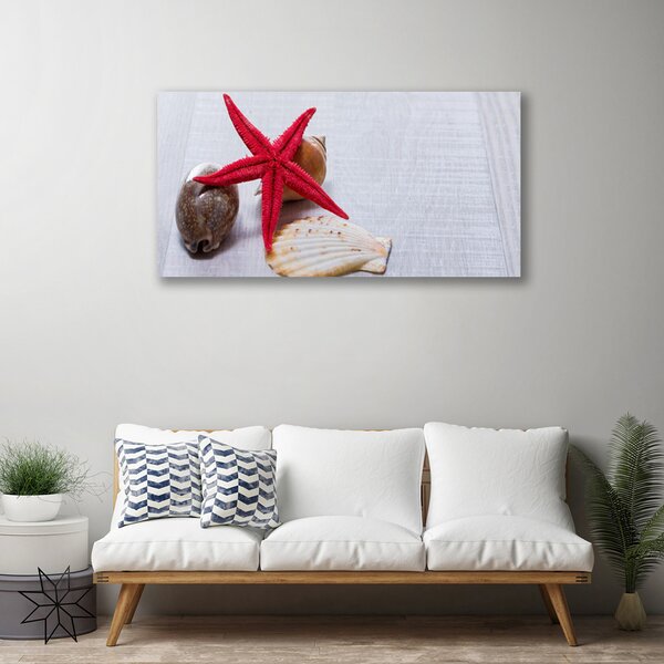Tablou pe panza canvas Starfish Shell Art Roșu Bej Maro Gri