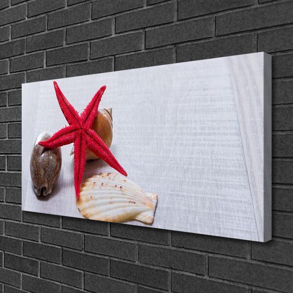 Tablou pe panza canvas Starfish Shell Art Roșu Bej Maro Gri