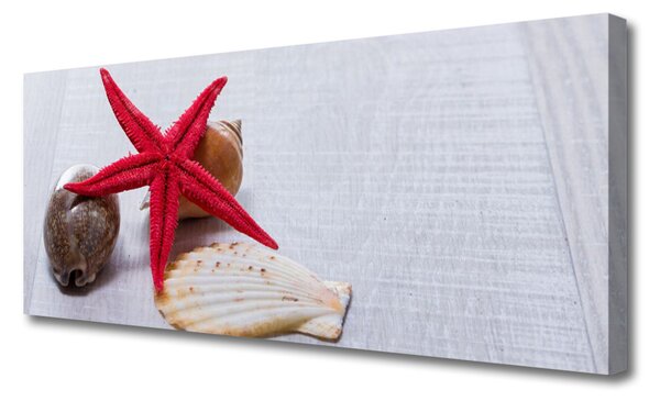 Tablou pe panza canvas Starfish Shell Art Roșu Bej Maro Gri
