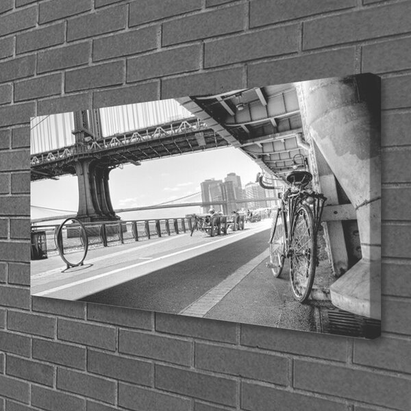 Tablou pe panza canvas Bridge Road Bike Arhitectura Gray