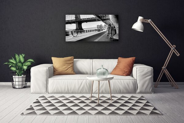 Tablou pe panza canvas Bridge Road Bike Arhitectura Gray