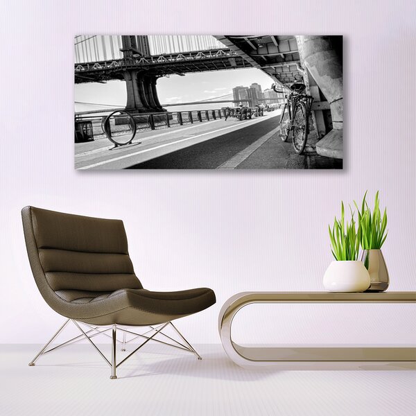Tablou pe sticla Bridge Road Bike Arhitectura Gray