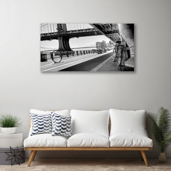 Tablou pe panza canvas Bridge Road Bike Arhitectura Gray