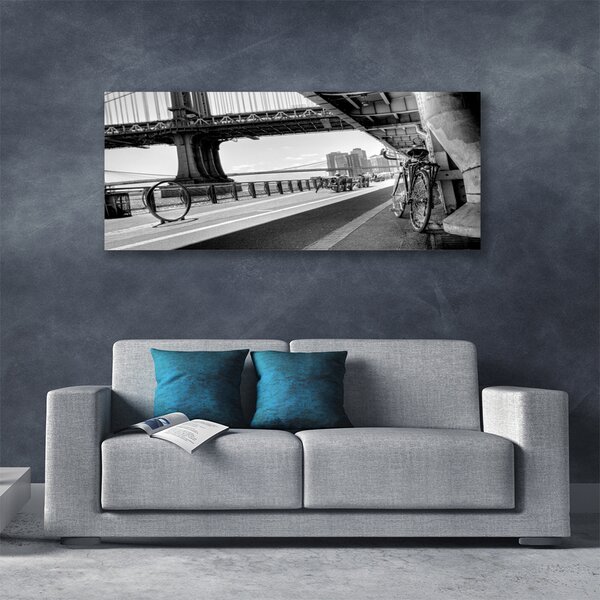 Tablou pe panza canvas Bridge Road Bike Arhitectura Gray