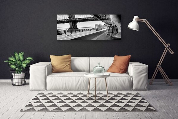Tablou pe panza canvas Bridge Road Bike Arhitectura Gray