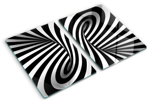 Tocător sticlă Model spiralat alb-negru