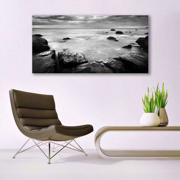 Tablou pe panza canvas Rock Sea Peisaj Gray