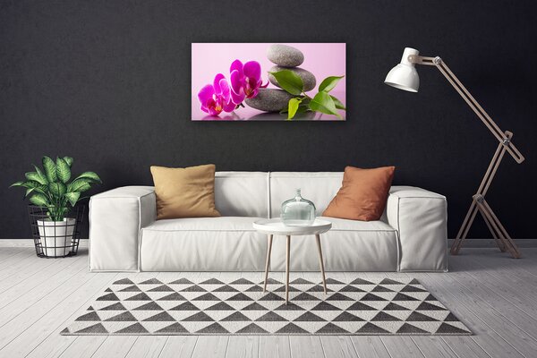Tablou pe panza canvas Pietrele florale flori roz gri