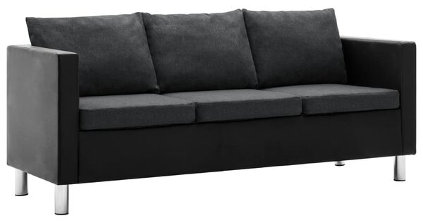Canapea cu 3 locuri, piele ecologică, negru și gri închis
