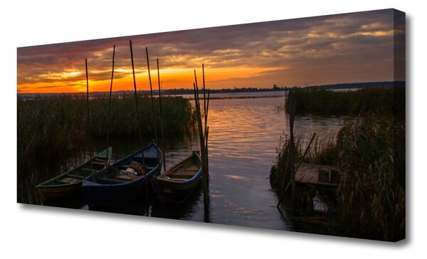 Tablou pe panza canvas Ambarcațiuni Sea Grass Peisaj Brun Alb Verde Gri