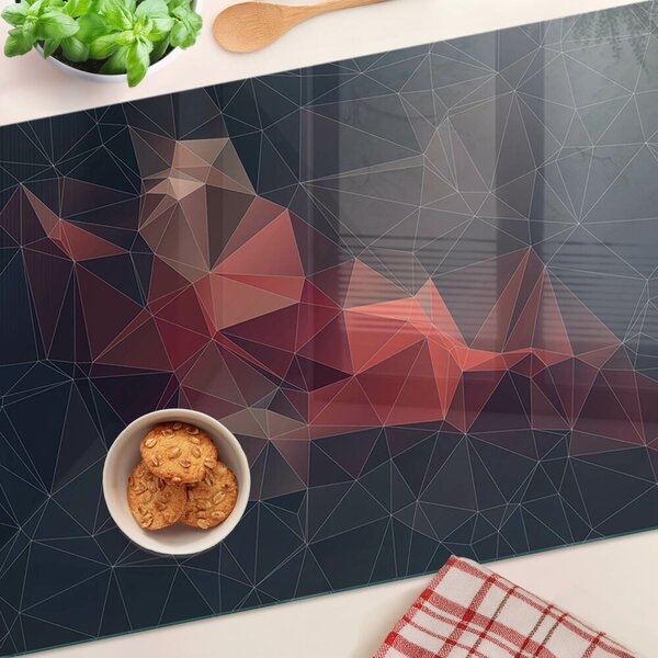 Tocător sticlă Geometrie abstractă în nuanțe de roșu