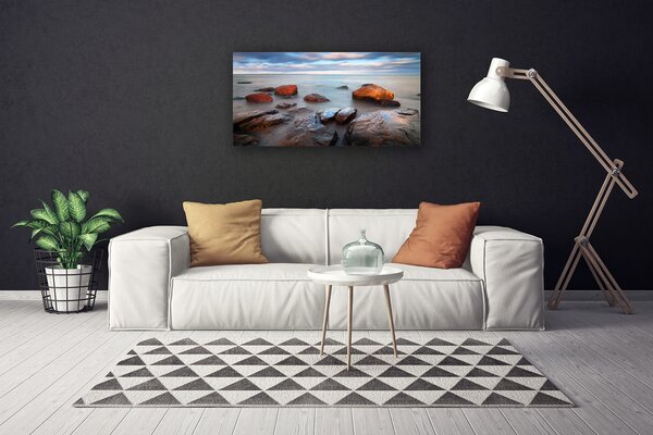 Tablou pe panza canvas Pietrele Marea Peisaj Gri Galben Albastru