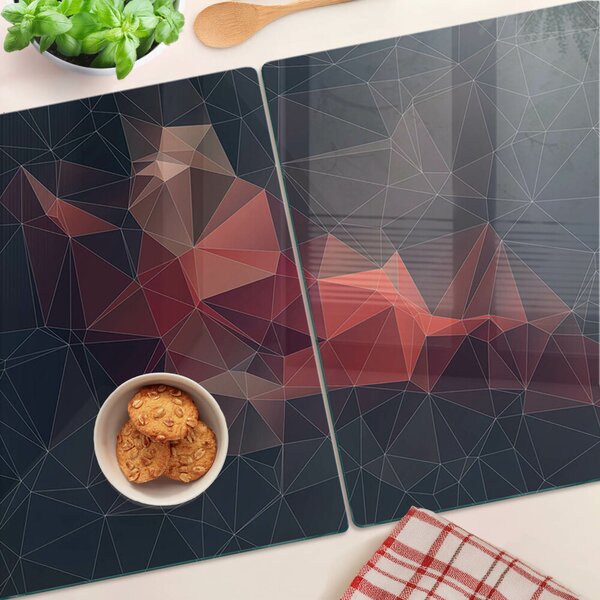 Tocător sticlă Geometrie abstractă în nuanțe de roșu