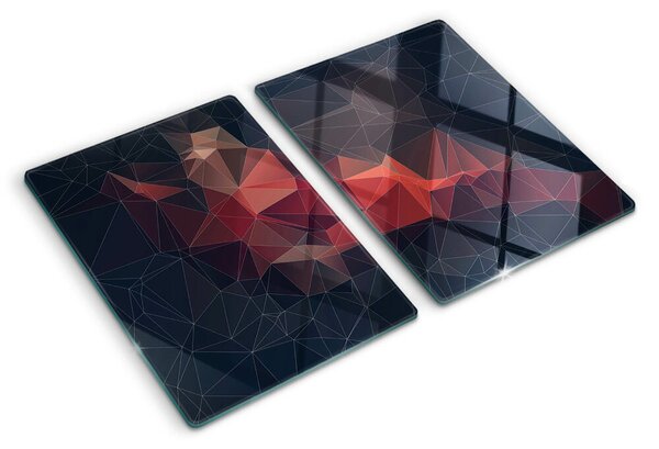 Tocător sticlă Geometrie abstractă în nuanțe de roșu