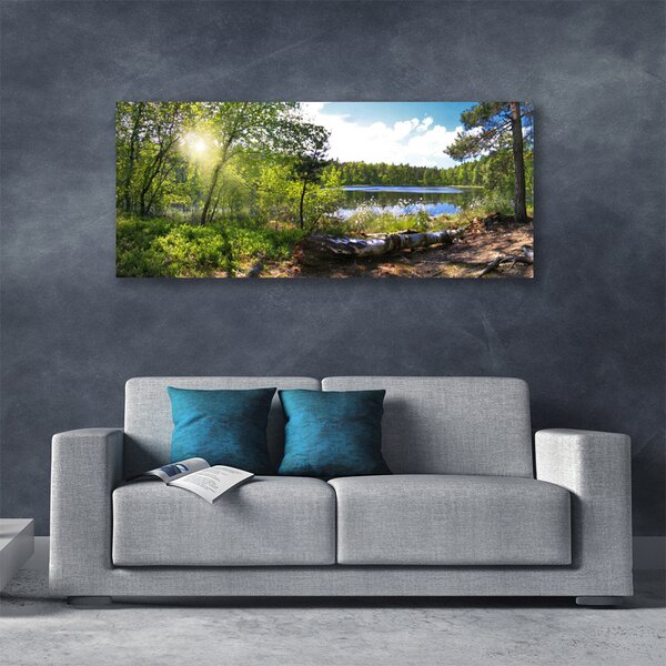 Tablou pe panza canvas Forest Lake Nature Brown Green