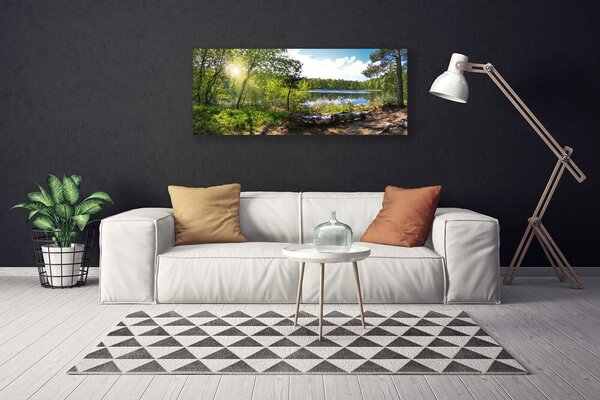 Tablou pe panza canvas Forest Lake Nature Brown Green