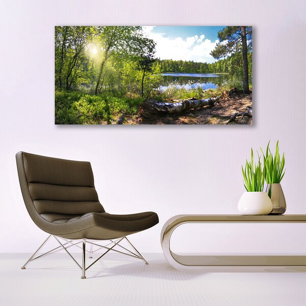 Tablou pe panza canvas Forest Lake Nature Brown Green