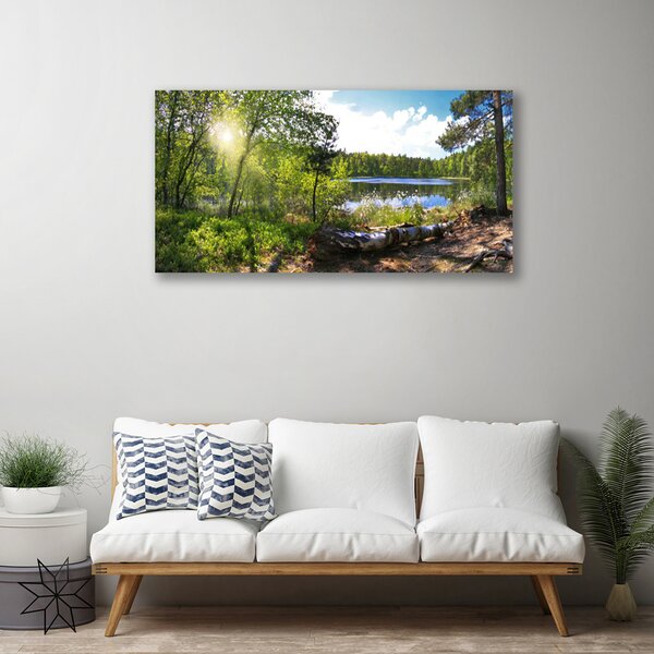 Tablou pe panza canvas Forest Lake Nature Brown Green