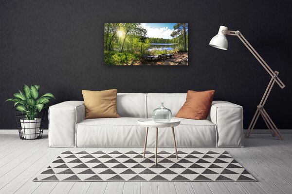 Tablou pe panza canvas Forest Lake Nature Brown Green