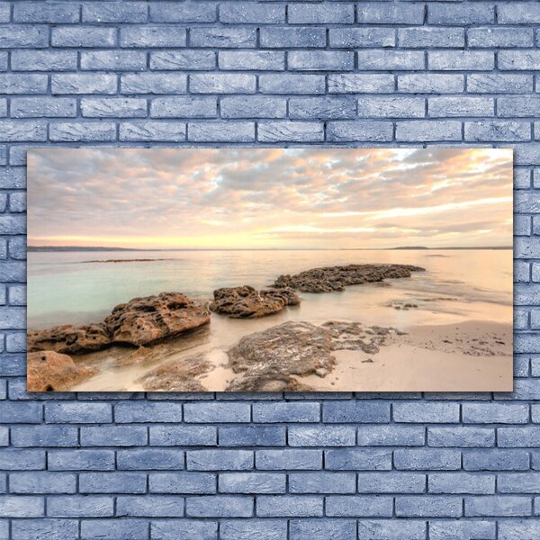 Tablou pe panza canvas Sea Stones Peisaj Gri himmelBlue Maro
