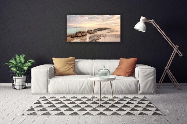 Tablou pe panza canvas Sea Stones Peisaj Gri himmelBlue Maro