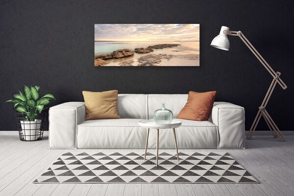 Tablou pe panza canvas Sea Stones Peisaj Gri himmelBlue Maro