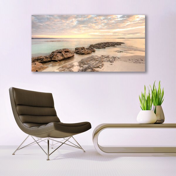 Tablou pe panza canvas Sea Stones Peisaj Gri himmelBlue Maro