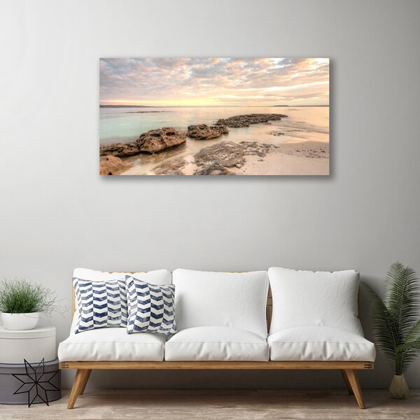 Tablou pe panza canvas Sea Stones Peisaj Gri himmelBlue Maro