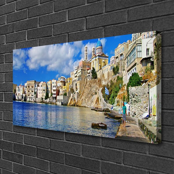 Tablou pe panza canvas Marea Oras Arhitectura Brun Albastru