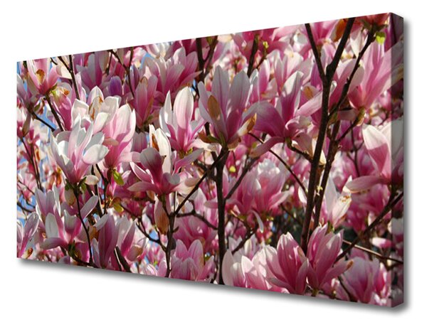 Tablou pe panza canvas Ramuri Flori Floral Brown roz