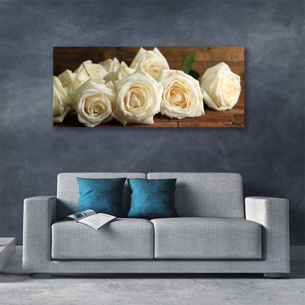 Tablou pe panza canvas Trandafiri Floral Alb