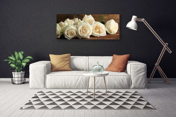 Tablou pe panza canvas Trandafiri Floral Alb