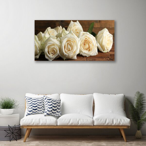 Tablou pe panza canvas Trandafiri Floral Alb