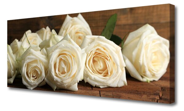 Tablou pe panza canvas Trandafiri Floral Alb