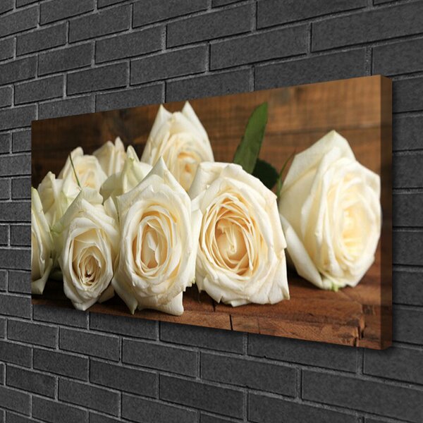 Tablou pe panza canvas Trandafiri Floral Alb