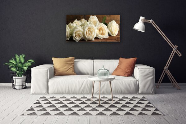 Tablou pe panza canvas Trandafiri Floral Alb