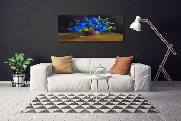 Tablou pe panza canvas Flori Floral Albastru Verde