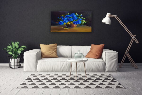 Tablou pe panza canvas Flori Floral Albastru Verde