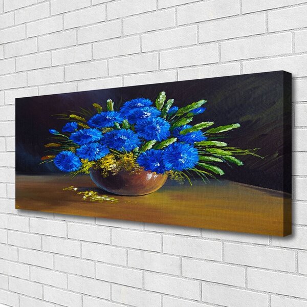 Tablou pe panza canvas Flori Floral Albastru Verde