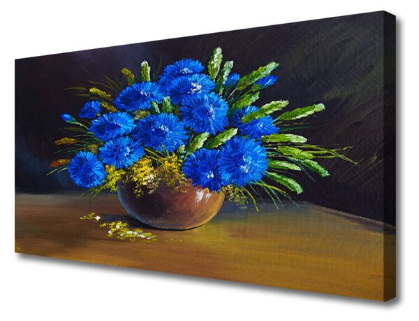 Tablou pe panza canvas Flori Floral Albastru Verde