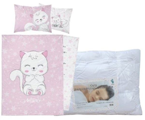 Set lenjerie de pat Pisicuță (meowly) pentru copii