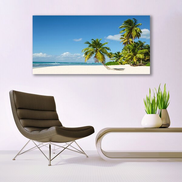 Tablou pe sticla Palm Beach Copaci Peisaj Brun Verde