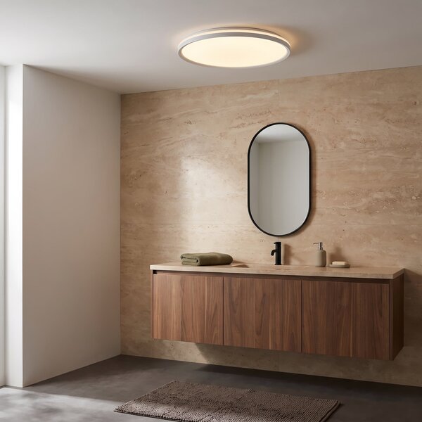 Lindby Plafonieră LED Edmund, alb, Ø 39 cm, CCT, IP44, Alb, Baie, Plastic, Modern