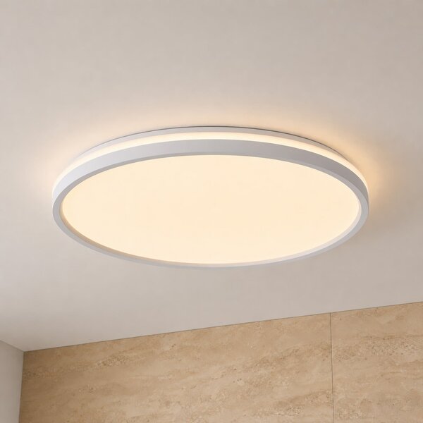 Lindby Plafonieră LED Edmund, alb, Ø 39 cm, CCT, IP44, Alb, Baie, Plastic, Modern