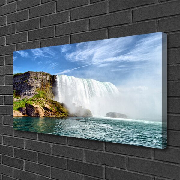 Tablou pe panza canvas Marea Cascada Natura Alb Albastru