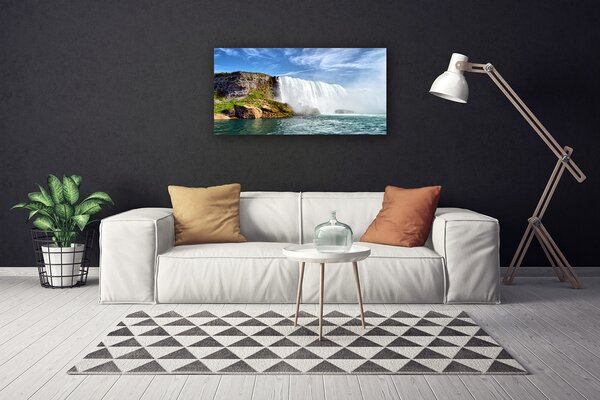 Tablou pe panza canvas Marea Cascada Natura Alb Albastru