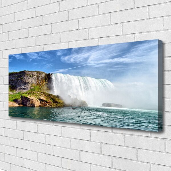 Tablou pe panza canvas Marea Cascada Natura Alb Albastru