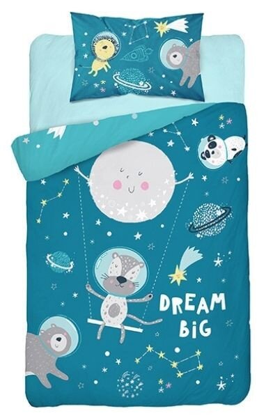 Lenjerie de pat Spațiu (Dream Big, turcoaz) pentru copii